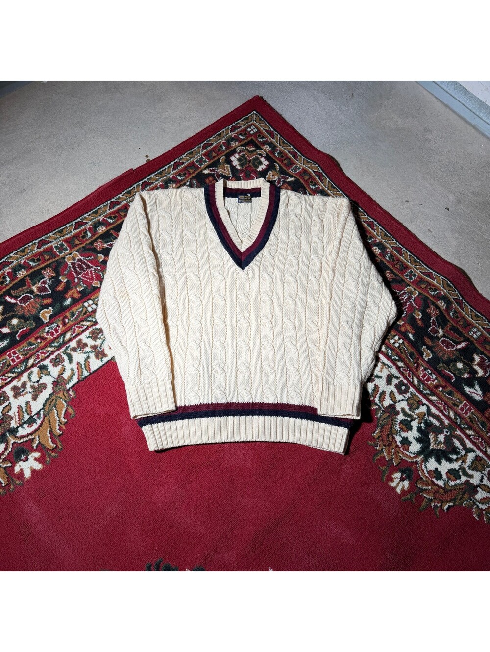 Brooks Brothers Merino Cable Knit Cricket Sweater XL